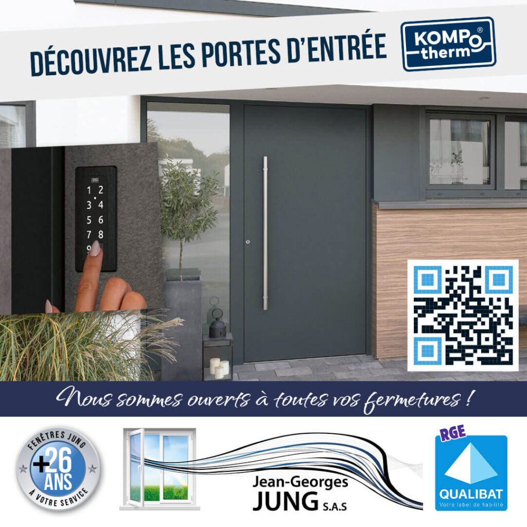 Porte d'entrée aluminium KOMPOtherm avec système intelligent de contrôle d'accès